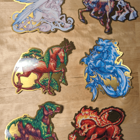 Year of the Horse Brushed Gold Stickers